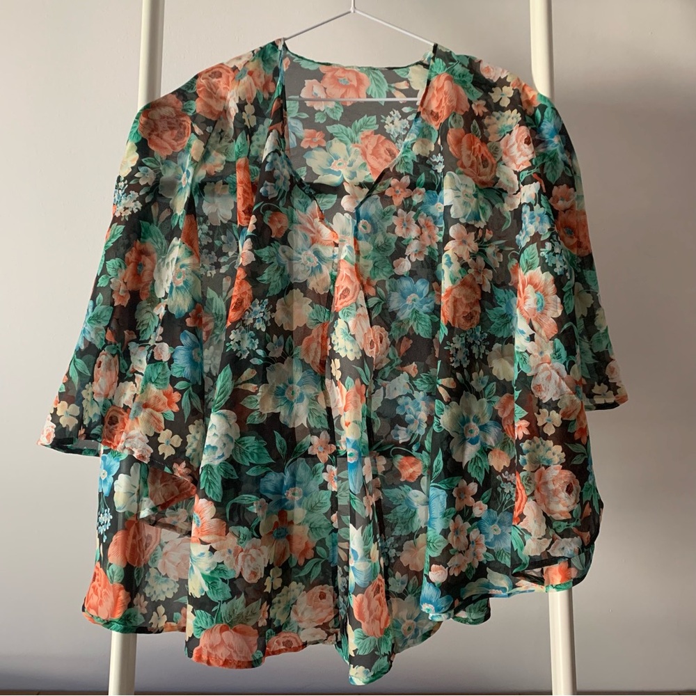 Sheer floral scarf top | One size